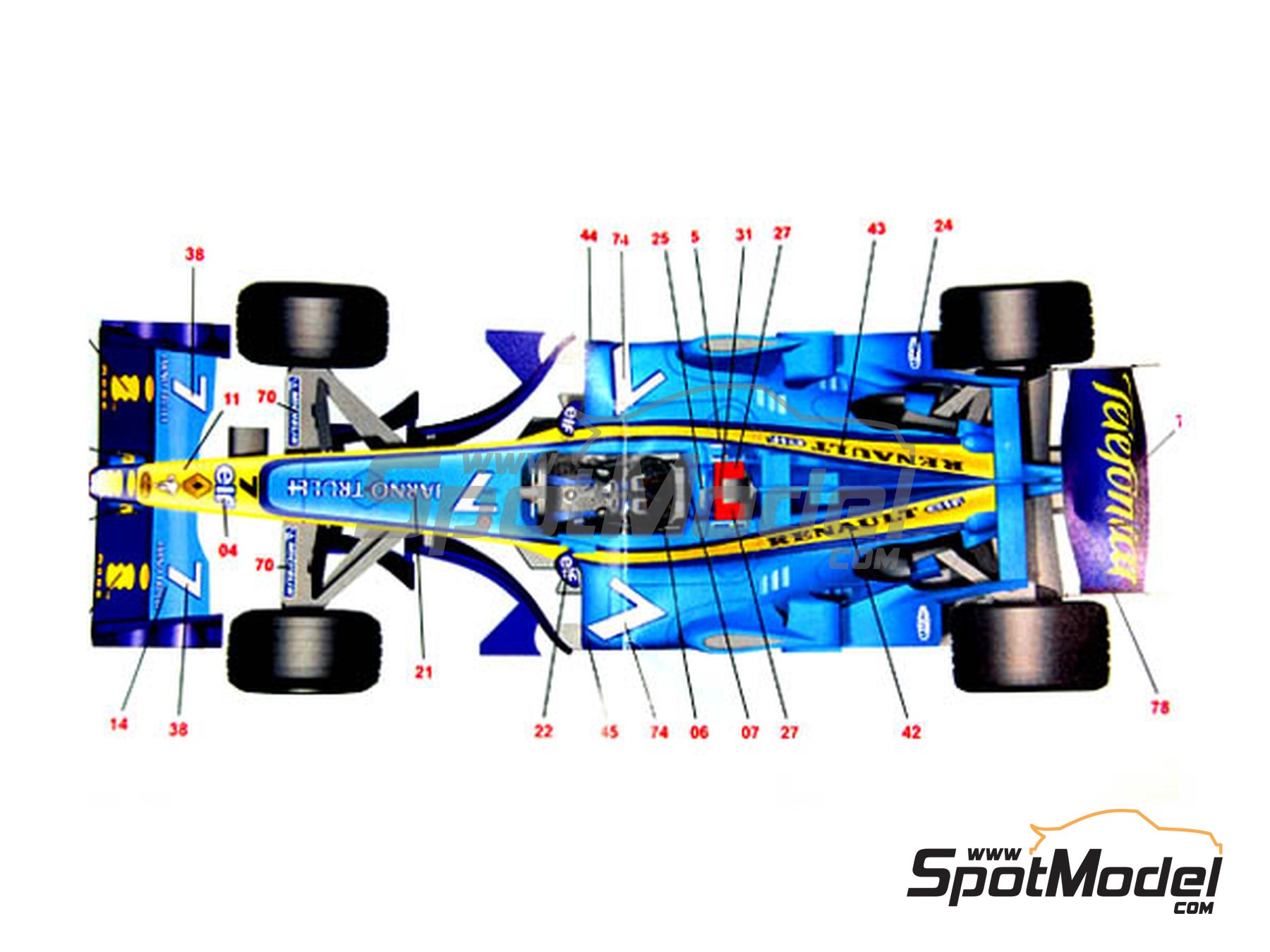 Renault R24 Renault F1 Team sponsored by Mild Seven - Monaco Formula 1  Grand Prix 2004. Car scale model kit in 1/43 scale manufactured by Tameo  Kits (